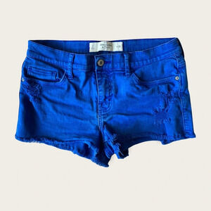 Abercrombie & Fitch royal blue distressed jean shorts size 26